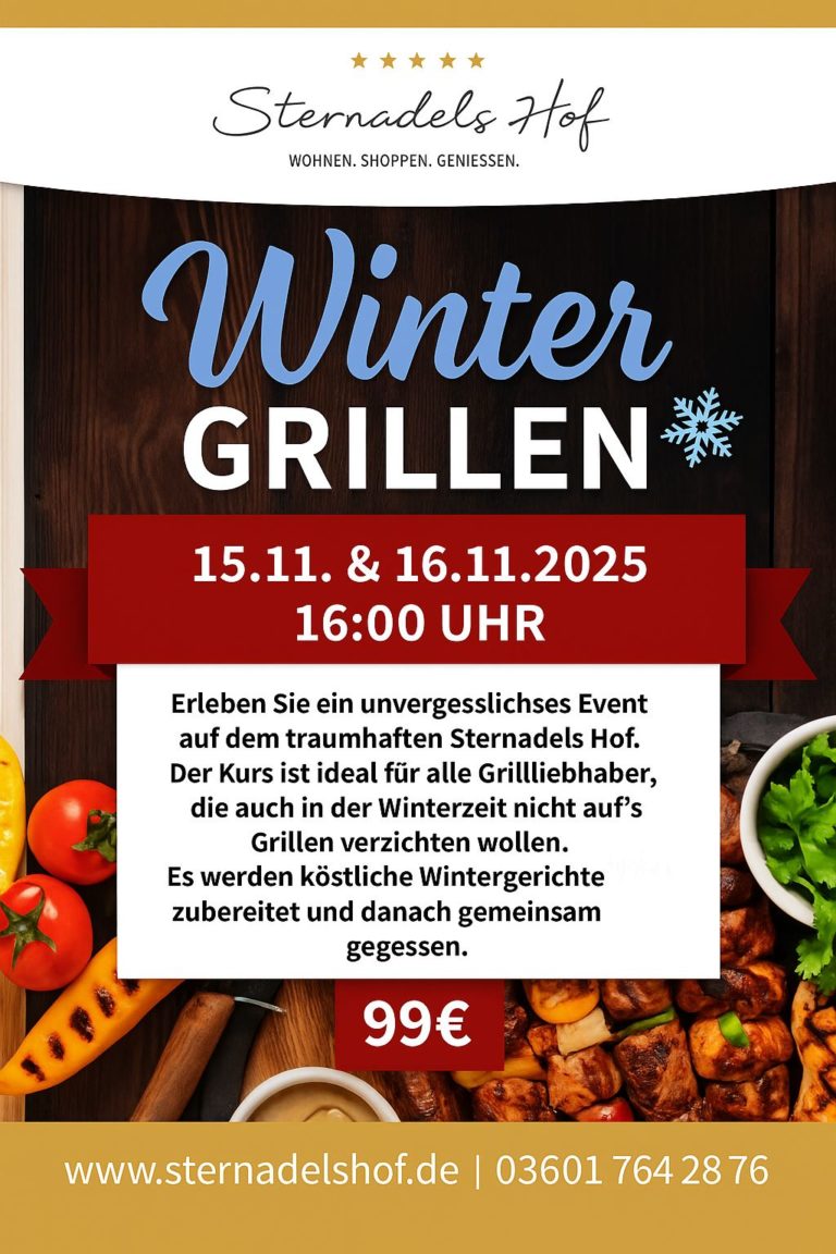 Anzeige Wintergrillkurse 15. und 16. November 2025 auf Sternadels Hof ab 16 Uhr